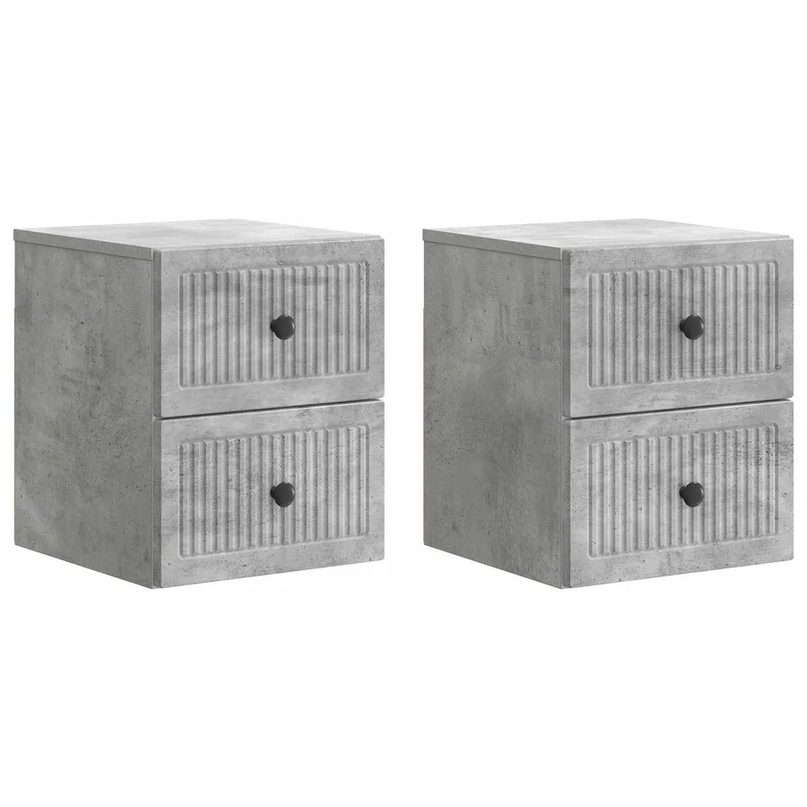 Cabinet de chevet mural 2 pcs Gris béton 33 x 34,5 x 40 cm - 2