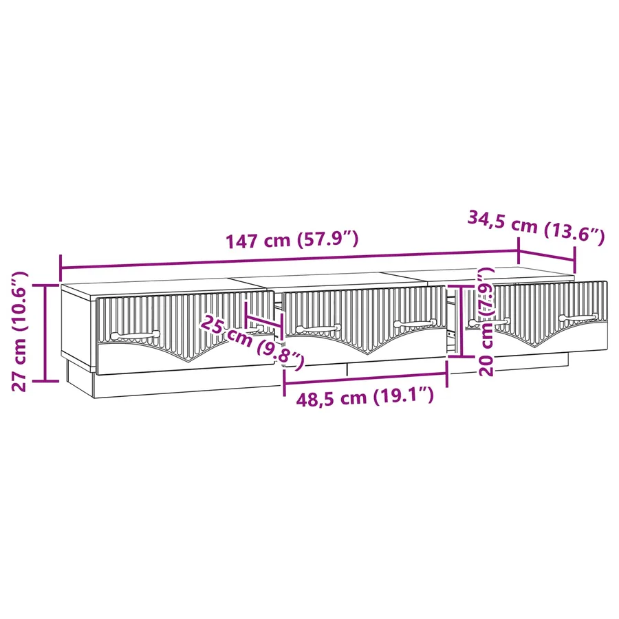 Meuble TV Gris béton 147 x 34,5 x 27 cm Bois d'ingénierie - 11