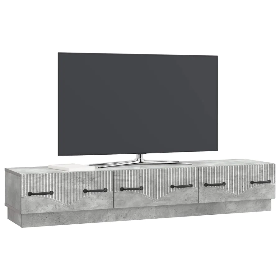 Meuble TV Gris béton 147 x 34,5 x 27 cm Bois d'ingénierie - 3