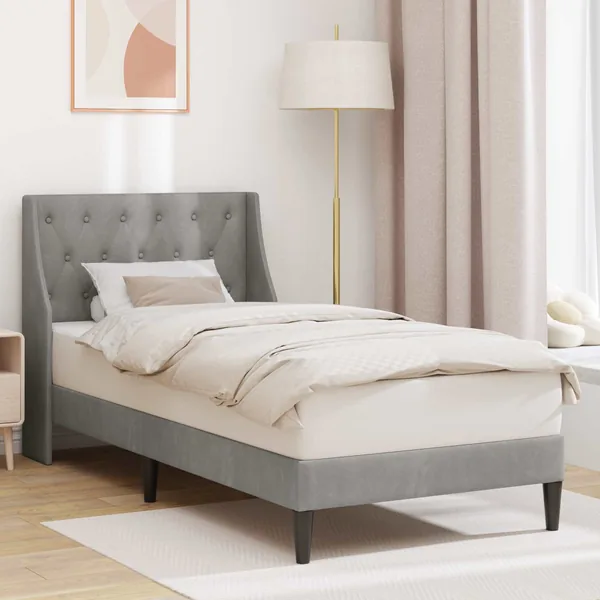 Cadre de lit avec tête de lit Gris clair 80 x 200 cm Velours