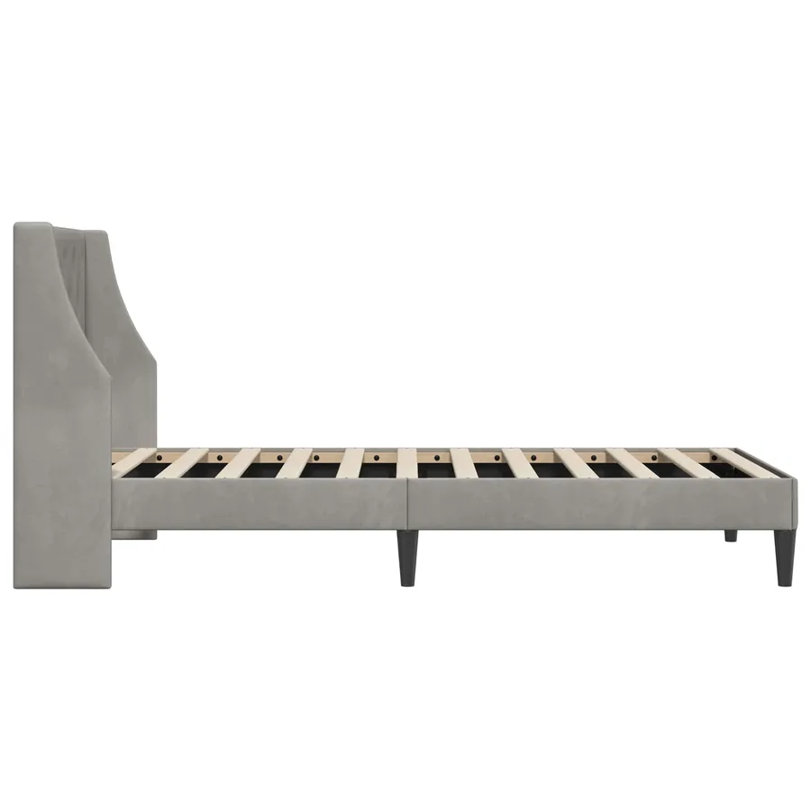 Cadre de lit avec tête de lit Gris clair 80 x 200 cm Velours - 5