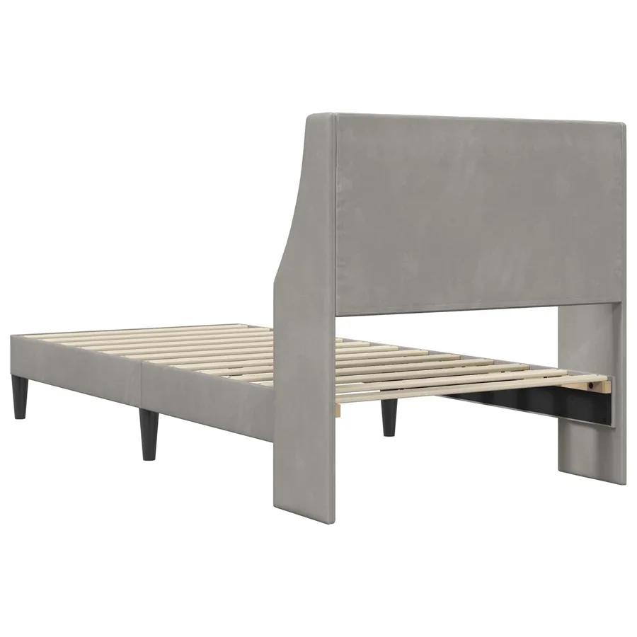 Cadre de lit avec tête de lit Gris clair 80 x 200 cm Velours - 6