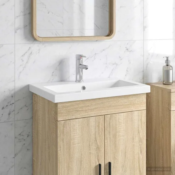Lavabo de salle de bains Chrome 61 x 40 x 16,5 cm métal