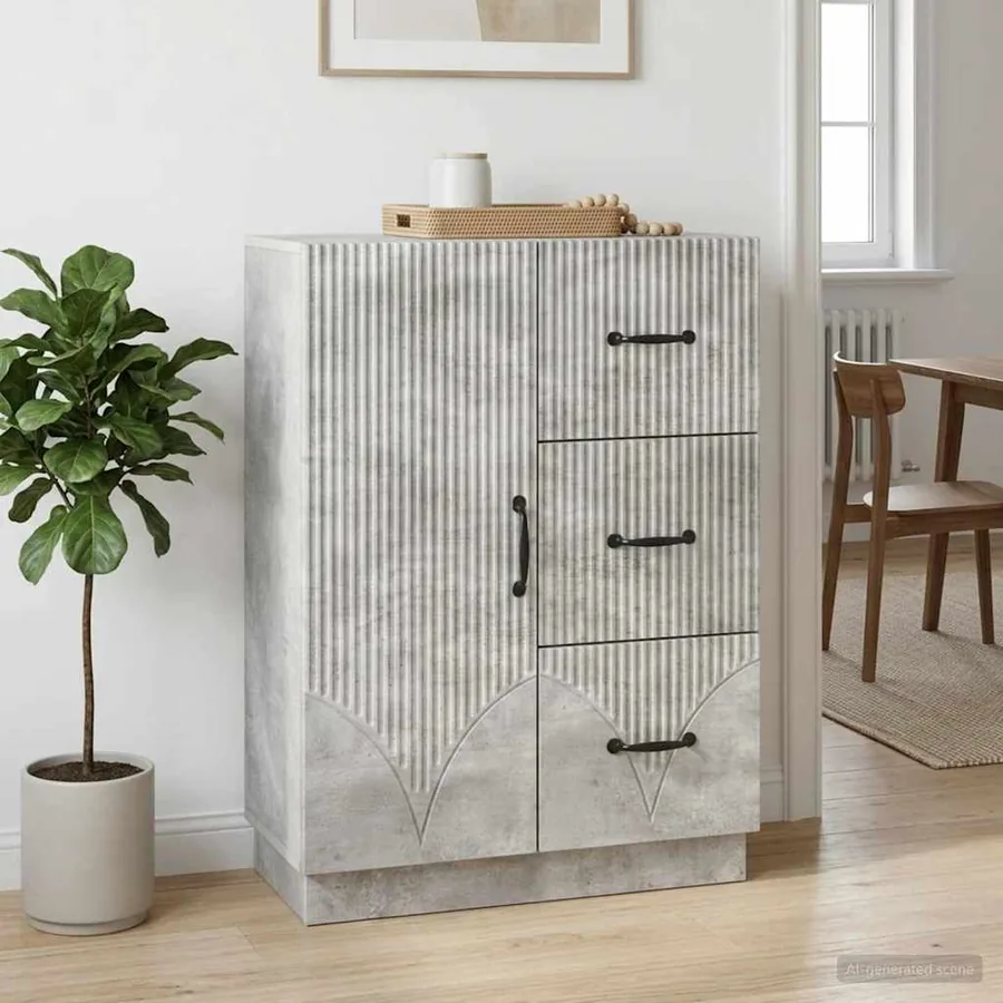 Buffet Gris béton 66 x 34,5 x 87 cm Bois d'ingénierie