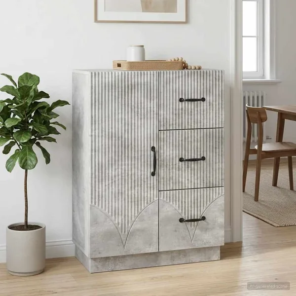 Buffet Gris béton 66 x 34,5 x 87 cm Bois d'ingénierie