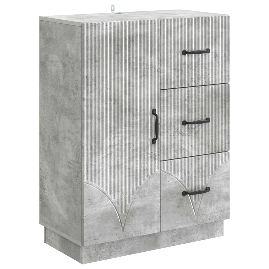 Buffet Gris béton 66 x 34,5 x 87 cm Bois d'ingénierie - 2