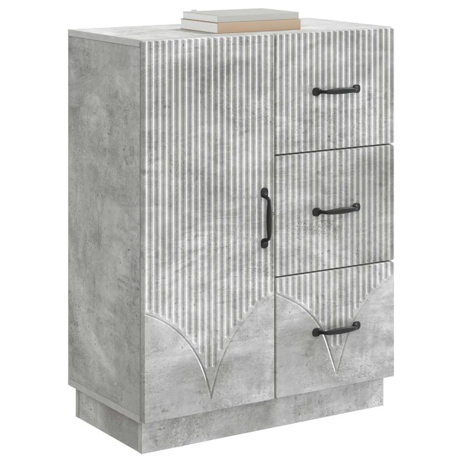 Buffet Gris béton 66 x 34,5 x 87 cm Bois d'ingénierie - 3