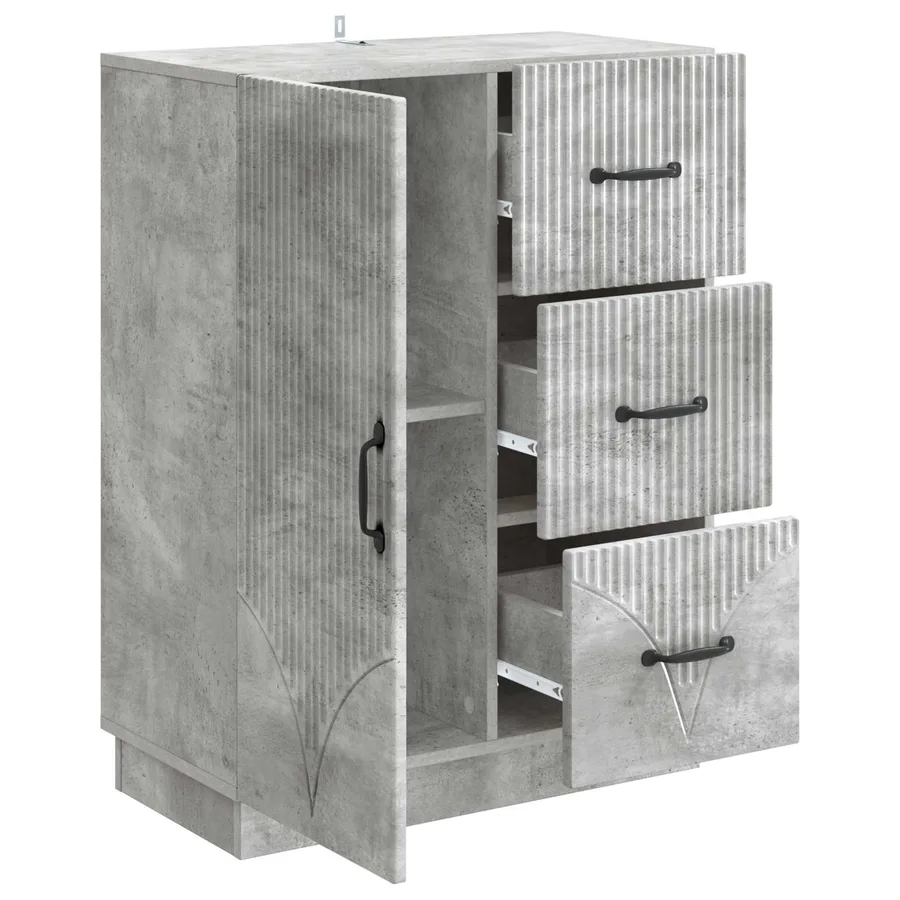 Buffet Gris béton 66 x 34,5 x 87 cm Bois d'ingénierie - 5