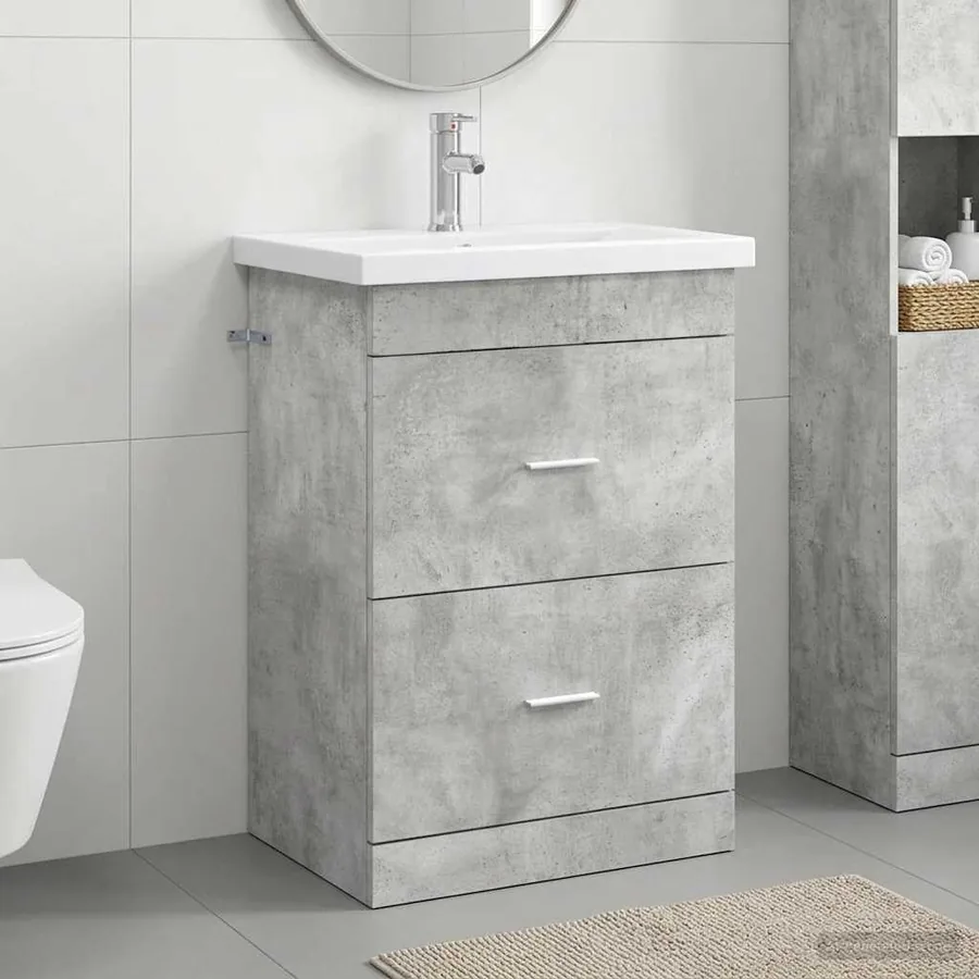 Ensemble de mobilier de salle de bain Gris béton