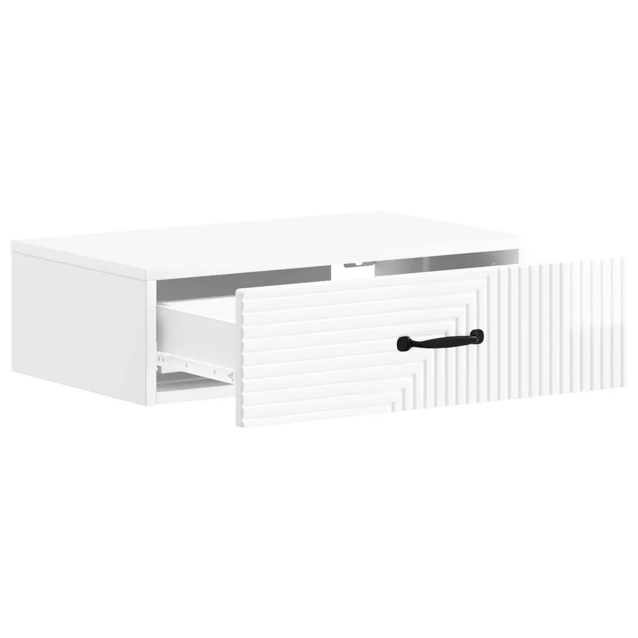 Table d'appoint murale Blanc brillant 59 x 34,5 x 17 cm - 4