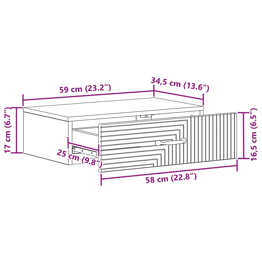 Table d'appoint murale Blanc brillant 59 x 34,5 x 17 cm - 8