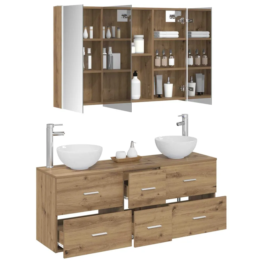 Ensemble de mobilier de salle de bain 4 pc Chêne artisanal - 3