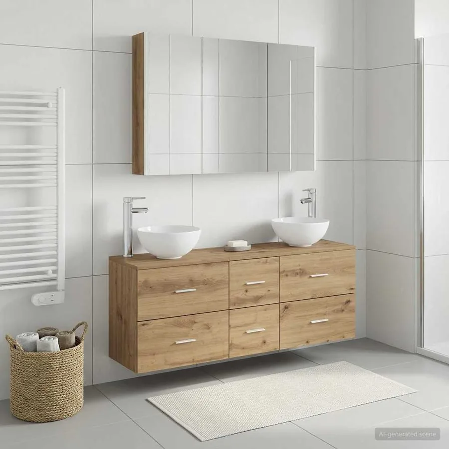 Ensemble de mobilier de salle de bain 4 pc Chêne artisanal - 4
