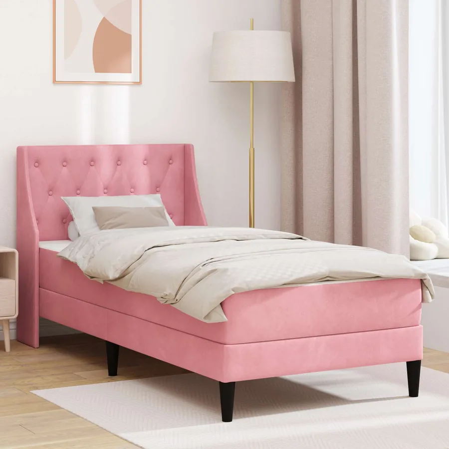 Cadre de lit avec matelas avec matelas Rose 80 x 200 cm Velours