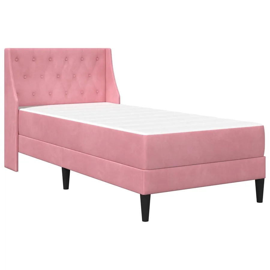 Cadre de lit avec matelas avec matelas Rose 80 x 200 cm Velours - 3