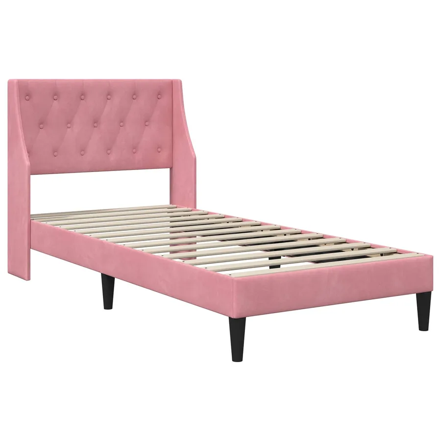 Cadre de lit avec matelas avec matelas Rose 80 x 200 cm Velours - 4