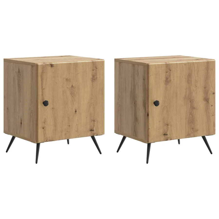 Cabinet de chevet 2 pc Chêne artisanal 43 x 34,5 x 50 cm - 2