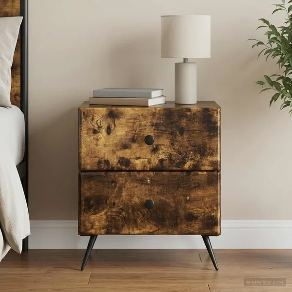 Cabinet de chevet avec tiroir Chêne fumé 43 x 34,5 x 47,5 cm