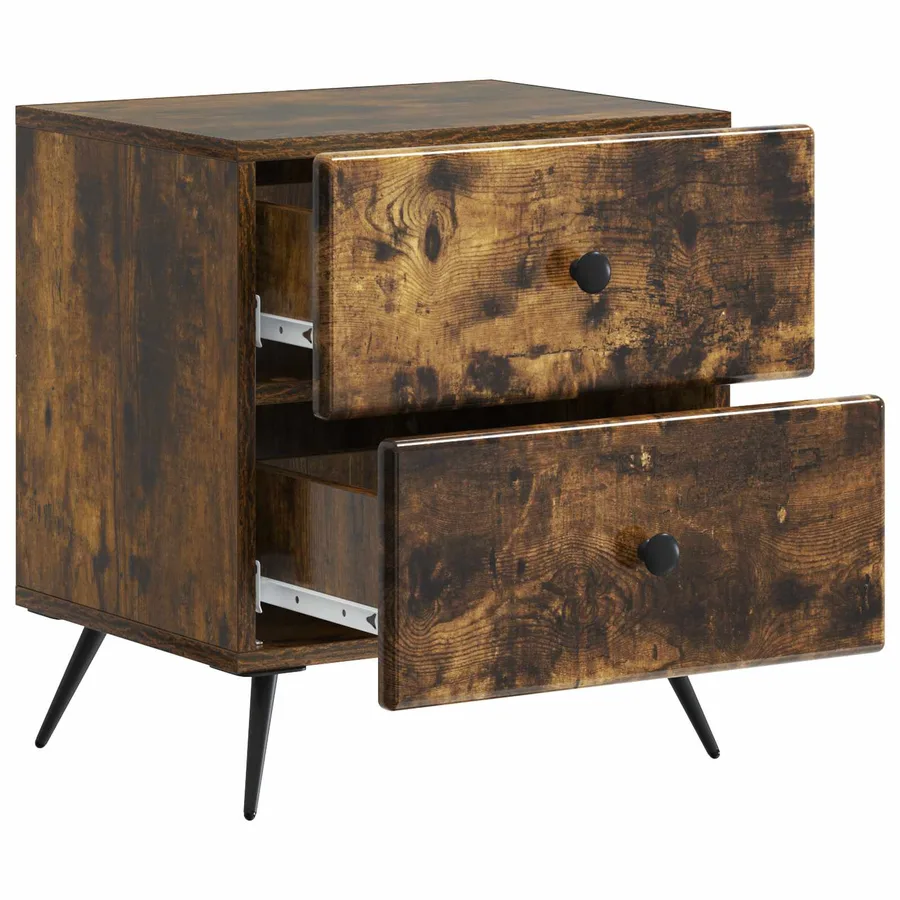 Cabinet de chevet avec tiroir Chêne fumé 43 x 34,5 x 47,5 cm - 4