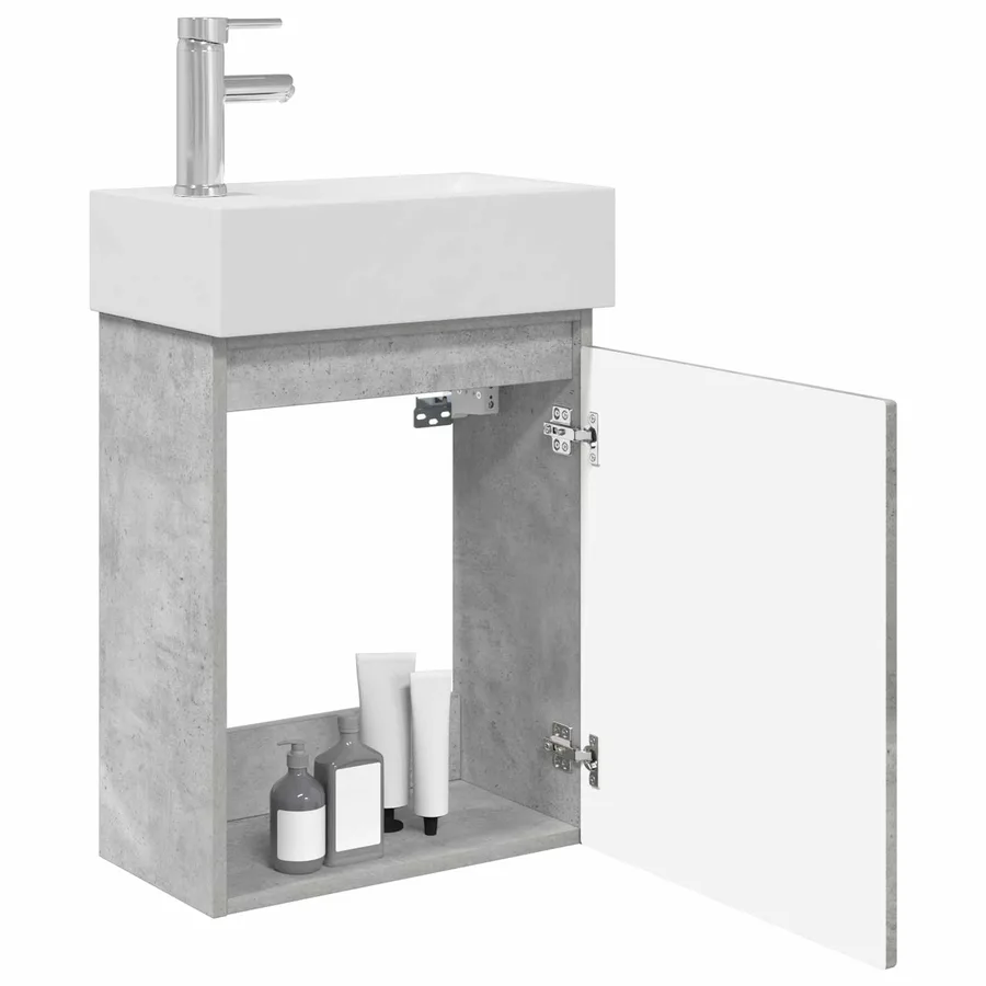 Meuble de salle de bain avec robinet Gris béton - 3