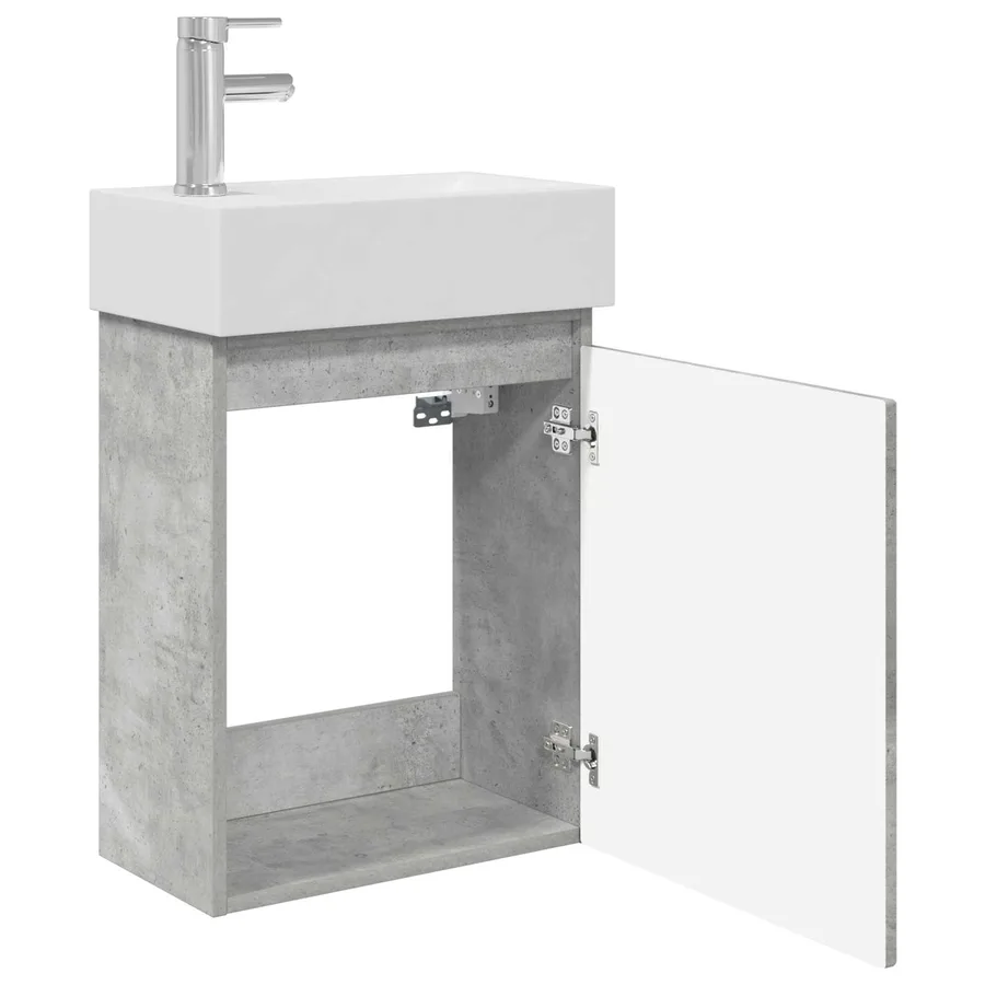 Meuble de salle de bain avec robinet Gris béton - 4