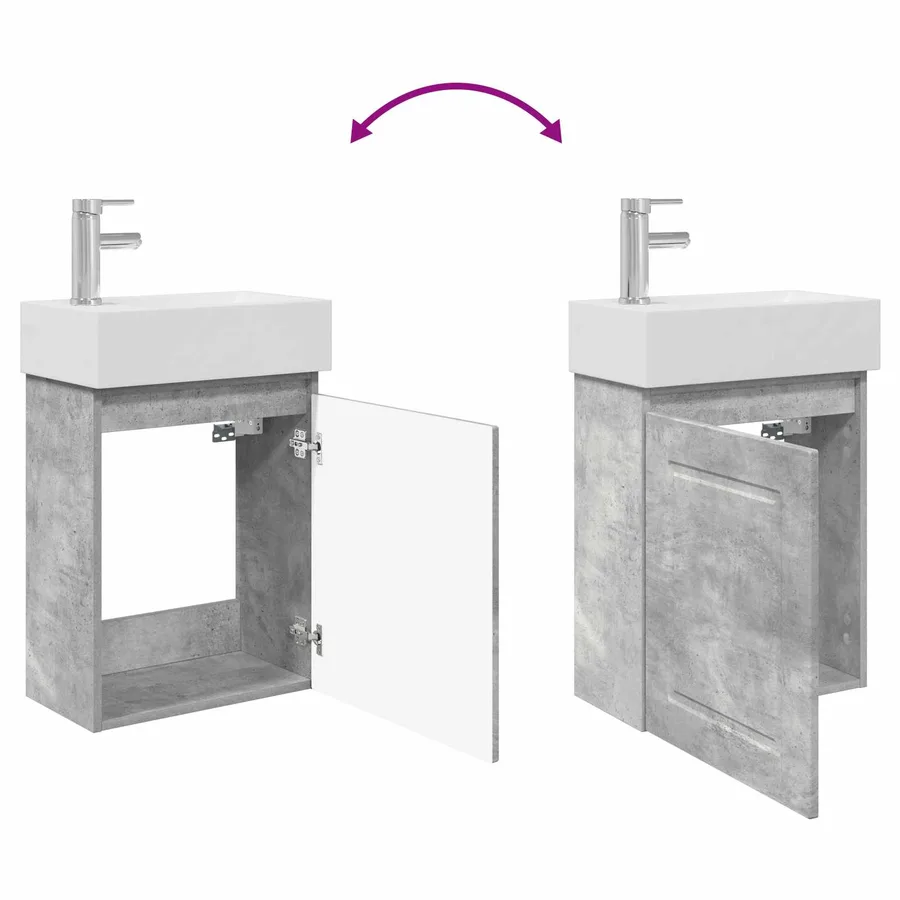 Meuble de salle de bain avec robinet Gris béton - 9