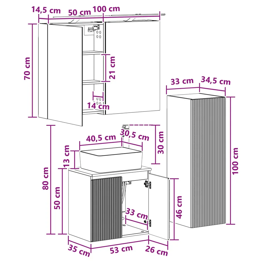 Ensemble de mobilier de salle de bain 4 pcs Blanc - 12
