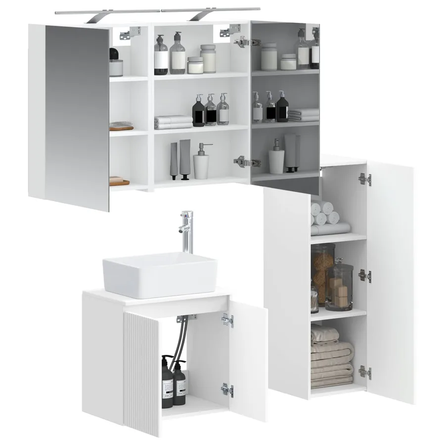 Ensemble de mobilier de salle de bain 4 pcs Blanc - 3