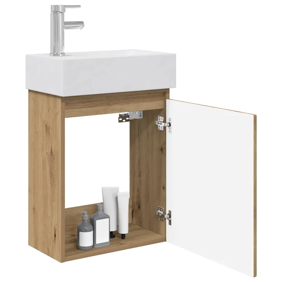 Meuble de salle de bain avec robinet Chêne artisanal - 3
