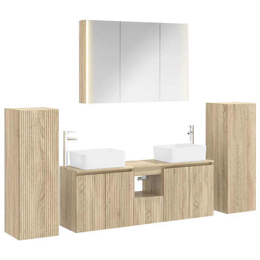 Ensemble de mobilier de salle de bain 6 pcs Chêne Sonoma - 2