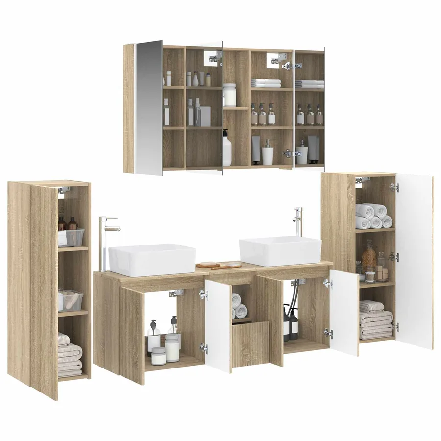 Ensemble de mobilier de salle de bain 6 pcs Chêne Sonoma - 3