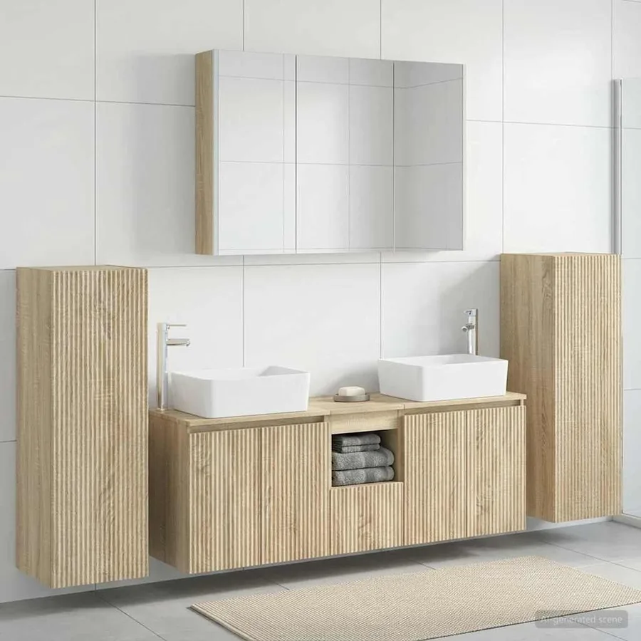 Ensemble de mobilier de salle de bain 6 pcs Chêne Sonoma - 4