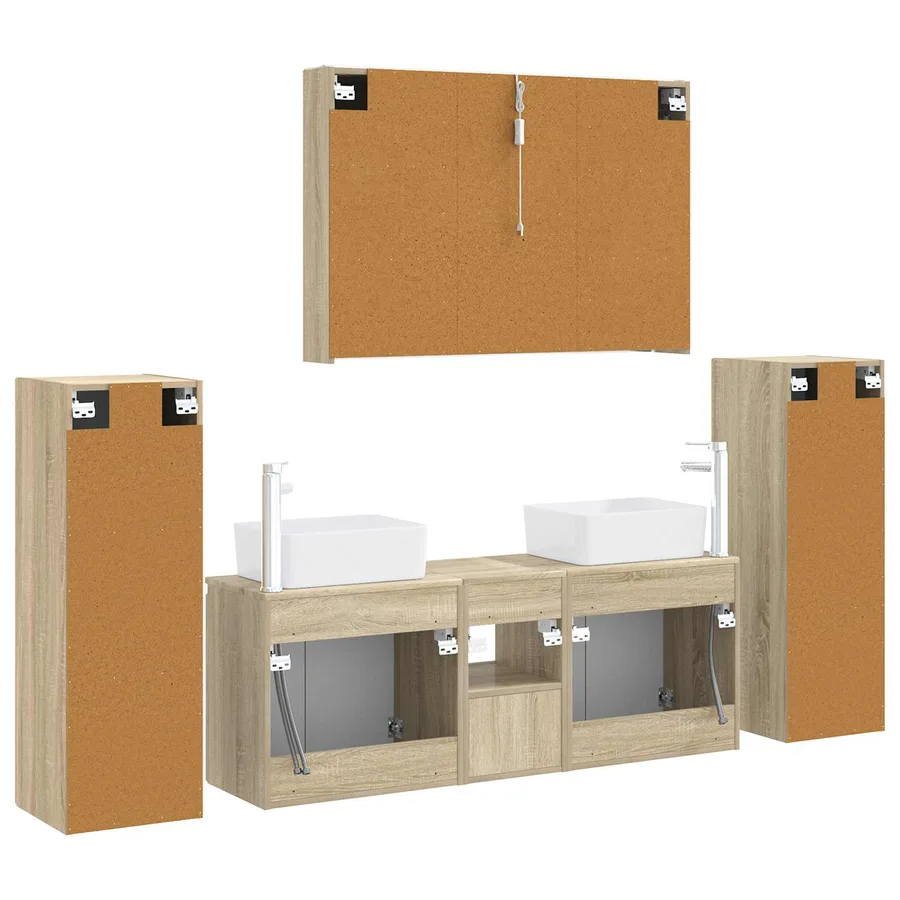 Ensemble de mobilier de salle de bain 6 pcs Chêne Sonoma - 9