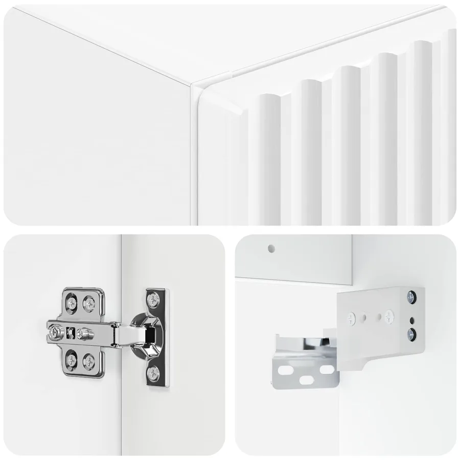 Cabinet de Salle de Bain Mural Blanc brillant - 6