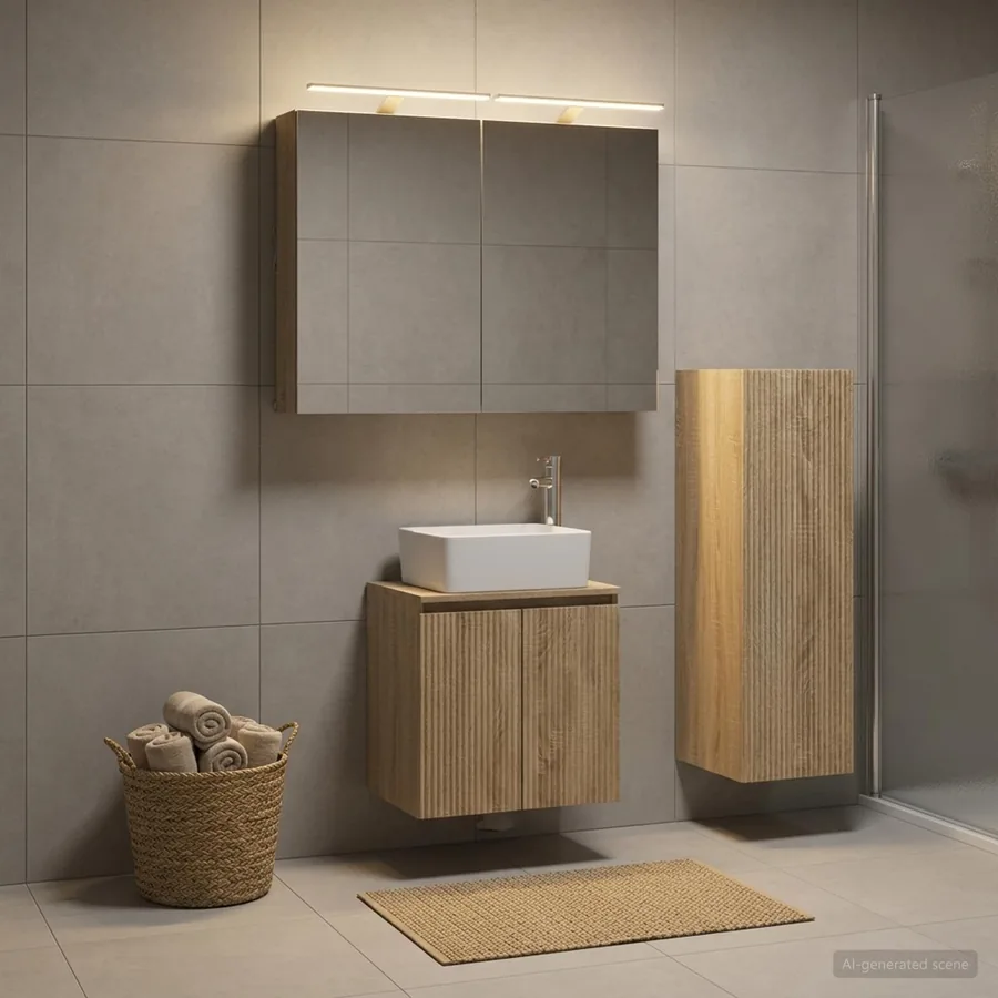 Ensemble de mobilier de salle de bain 4 pcs Chêne Sonoma