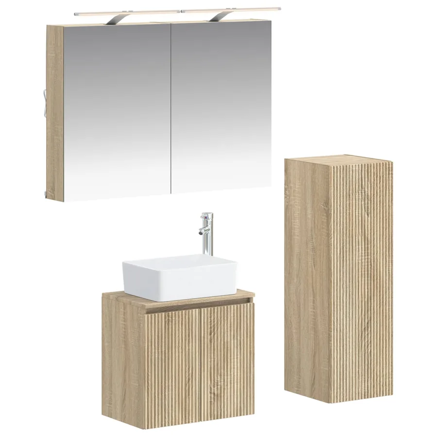 Ensemble de mobilier de salle de bain 4 pcs Chêne Sonoma - 2