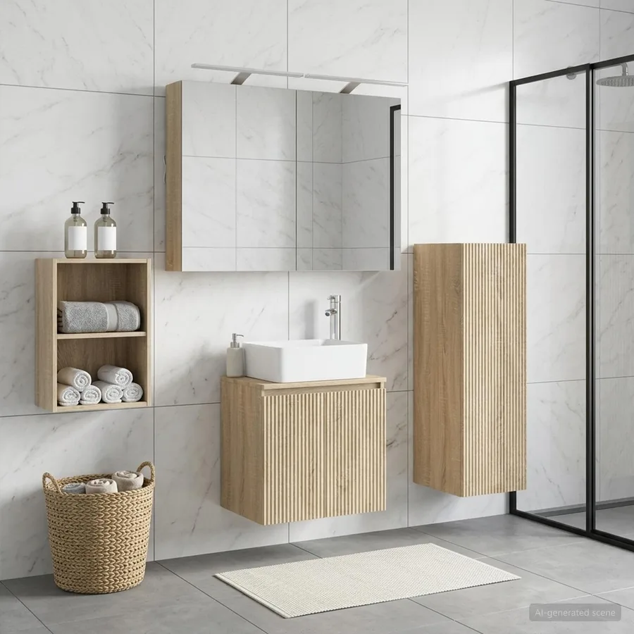 Ensemble de mobilier de salle de bain 4 pcs Chêne Sonoma - 4