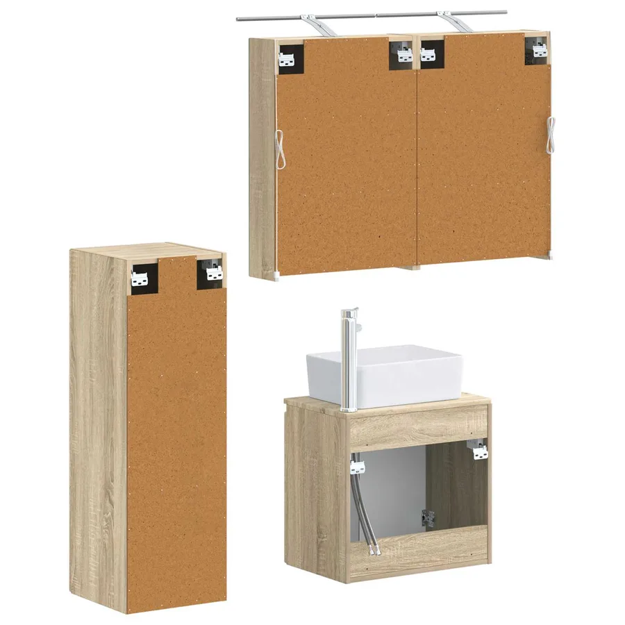 Ensemble de mobilier de salle de bain 4 pcs Chêne Sonoma - 5