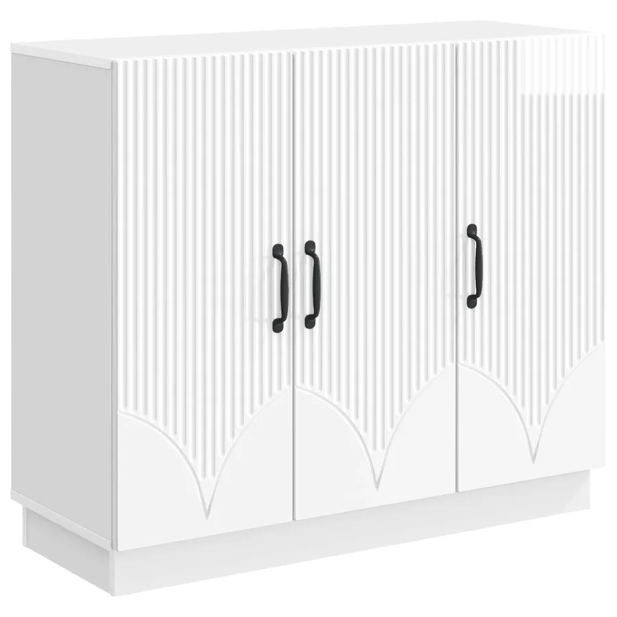 Buffet Blanc brillant 89 x 34,5 x 77 cm Bois d'ingénierie - 2