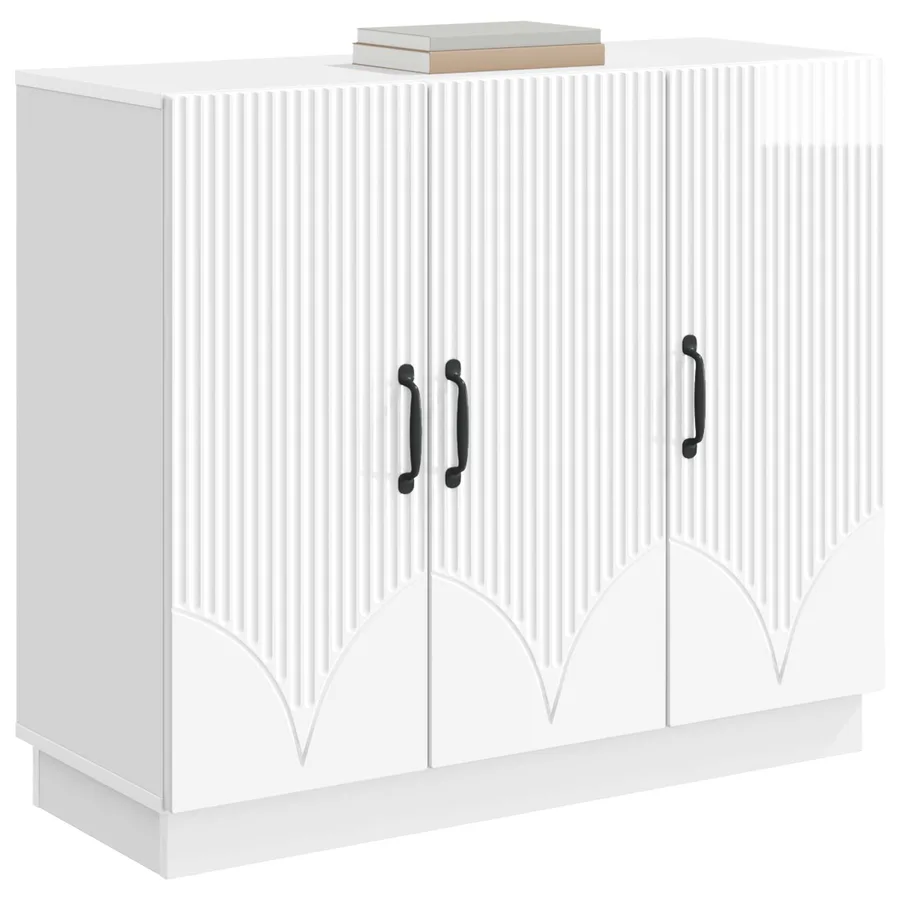Buffet Blanc brillant 89 x 34,5 x 77 cm Bois d'ingénierie - 3