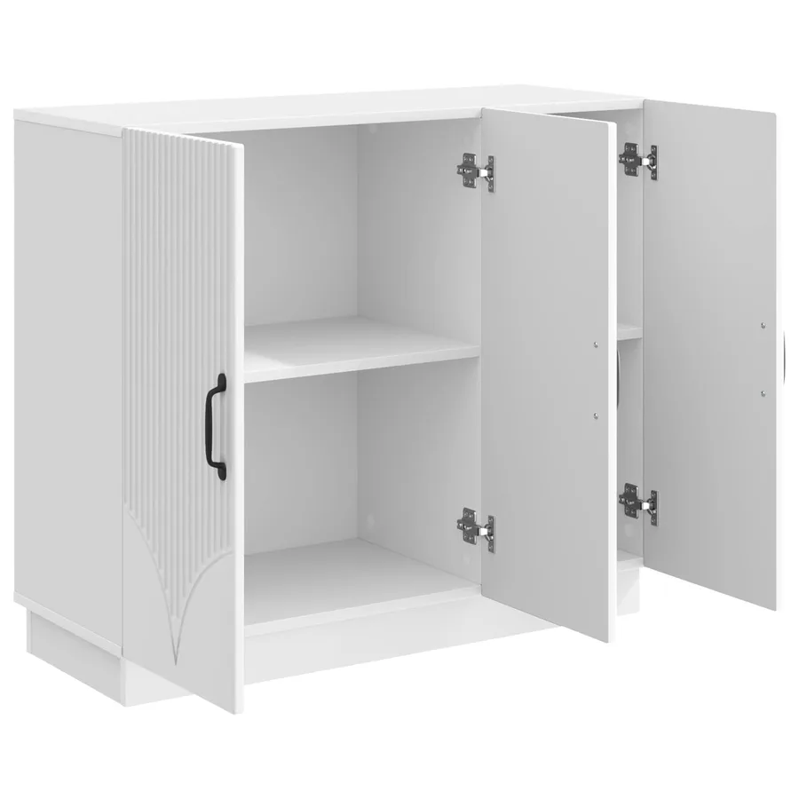 Buffet Blanc brillant 89 x 34,5 x 77 cm Bois d'ingénierie - 5