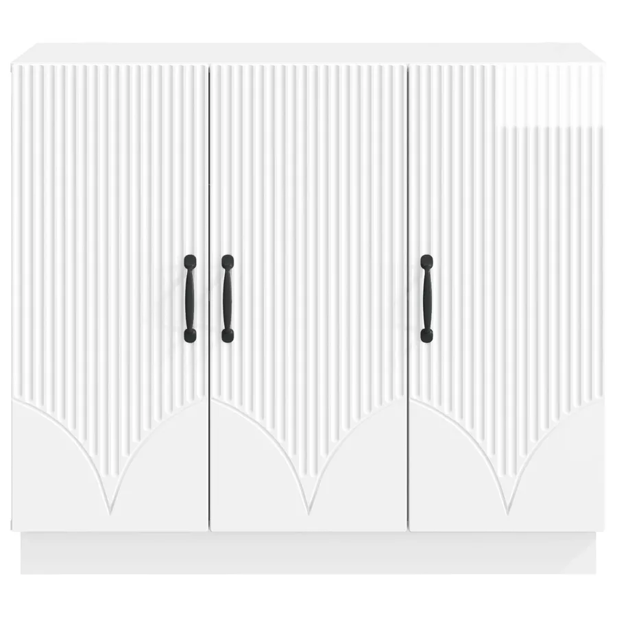 Buffet Blanc brillant 89 x 34,5 x 77 cm Bois d'ingénierie - 6
