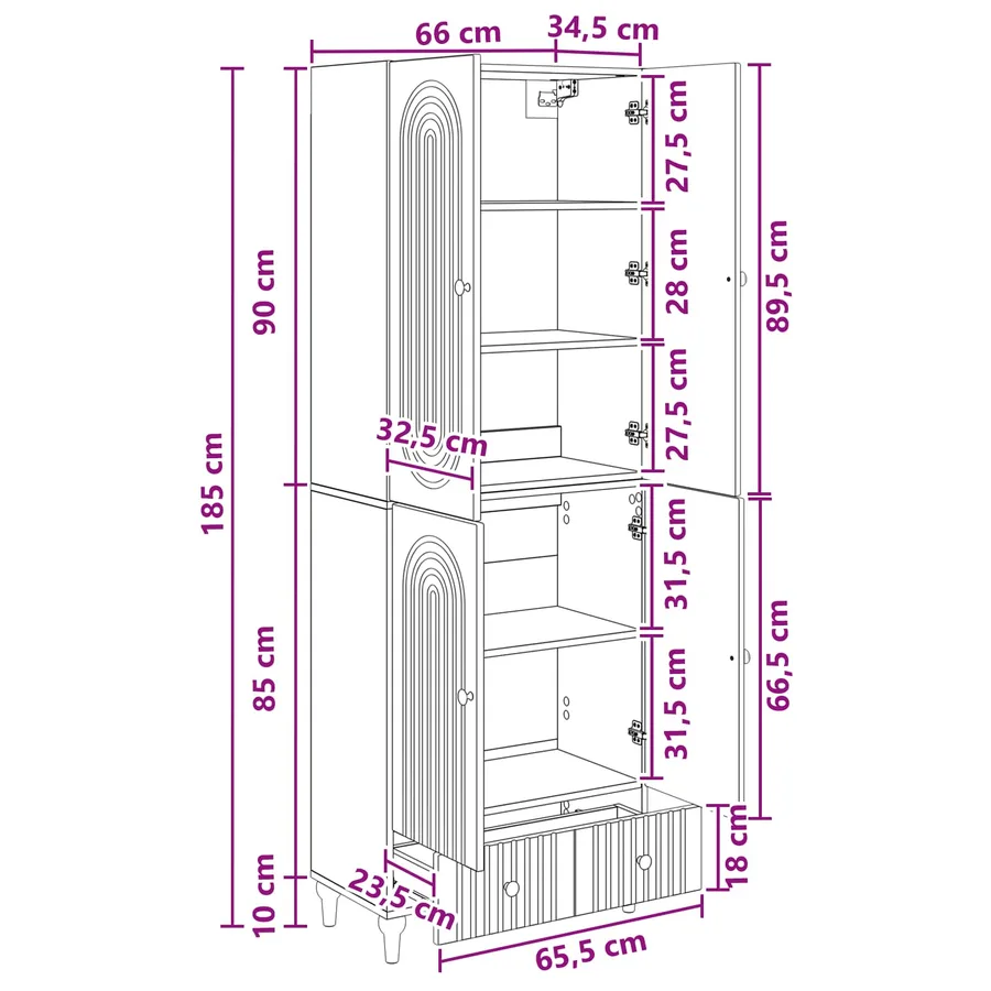Ensemble de Meubles 2 pcs 66 x 34,5 x 95 cm Bois d'ingénierie - 9