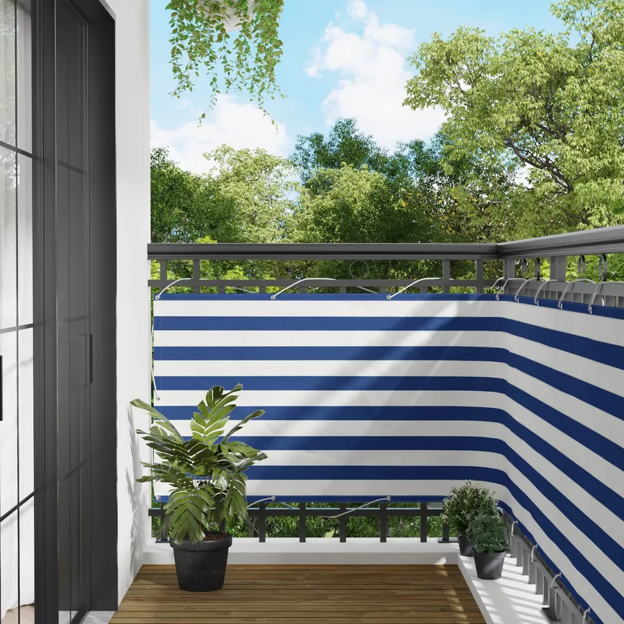 Écran de balcon Bleu et Blanc 100 x 500 cm