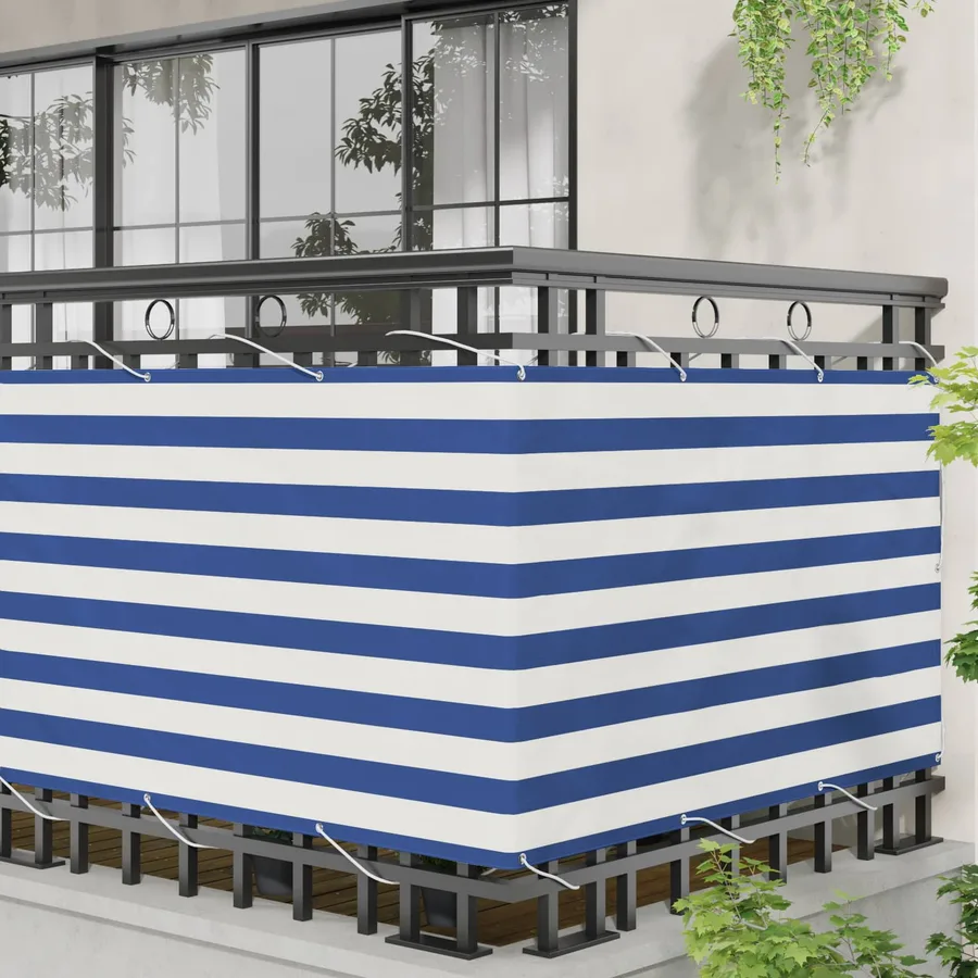 Écran de balcon Bleu et Blanc 100 x 500 cm - 3