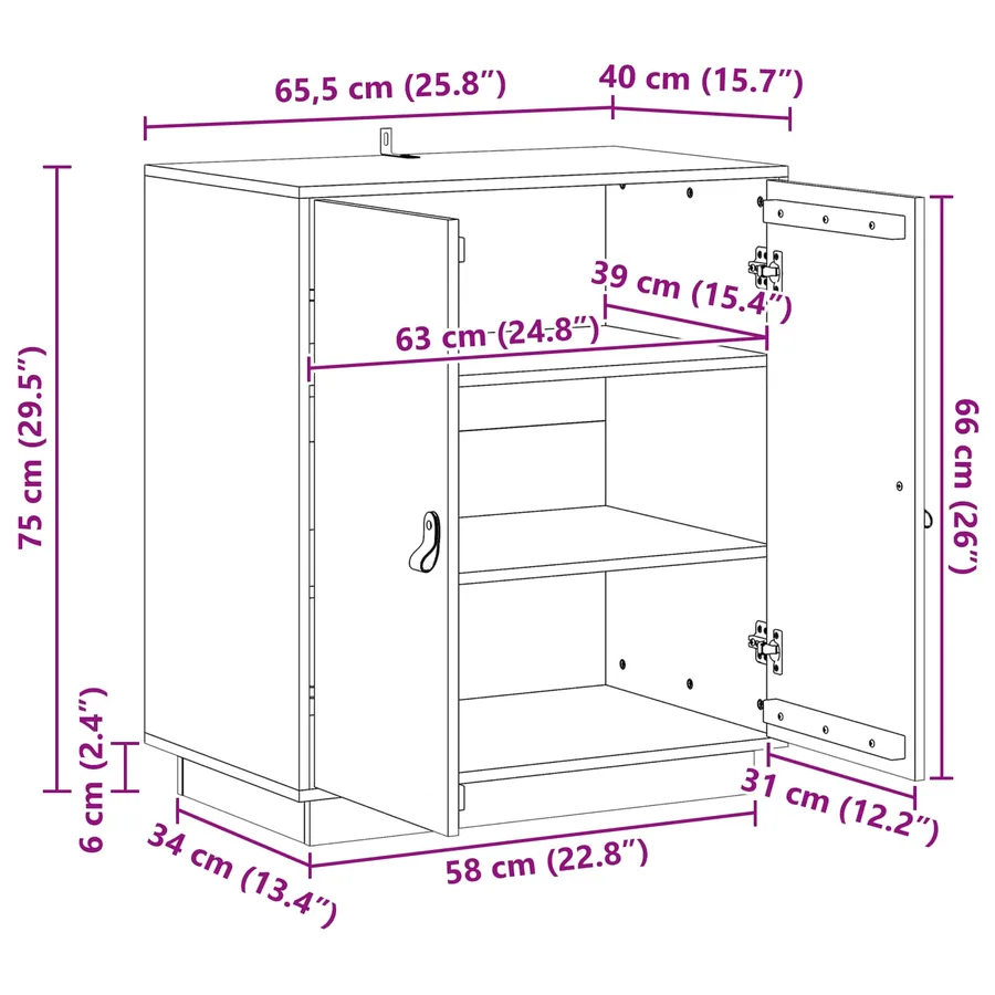 Buffet Brun Ciré 65,5 x 40 x 75 cm Pin massif - 9