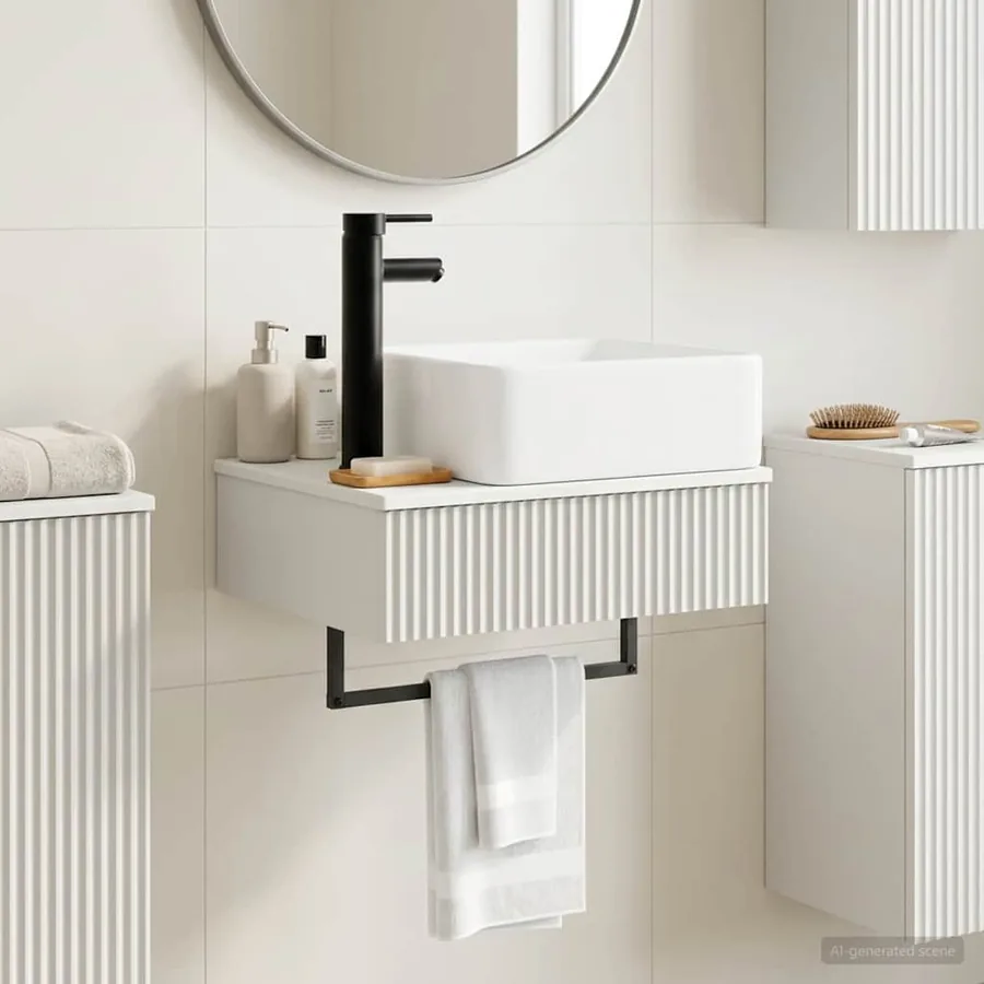 Basin de lavage mural Blanc 53 x 35 x 39 cm Bois d'ingénierie