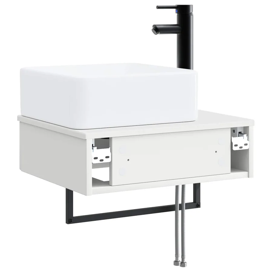 Basin de lavage mural Blanc 53 x 35 x 39 cm Bois d'ingénierie - 5
