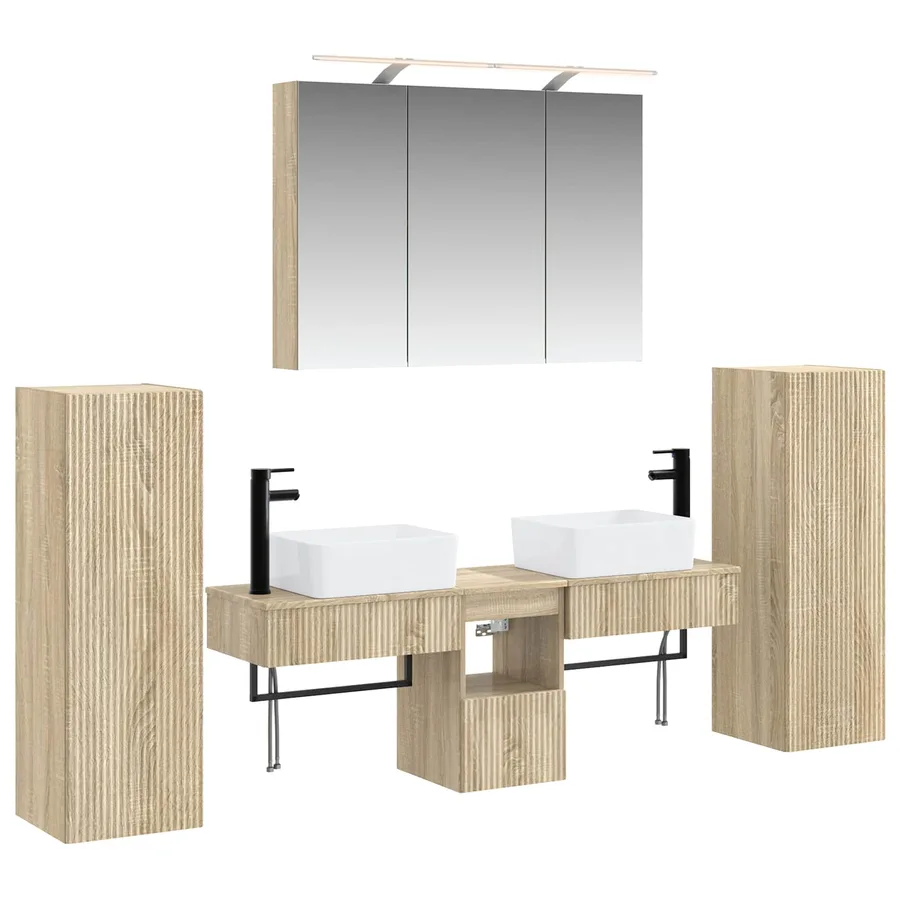 Ensemble de mobilier de salle de bain 6 pcs Chêne Sonoma - 2