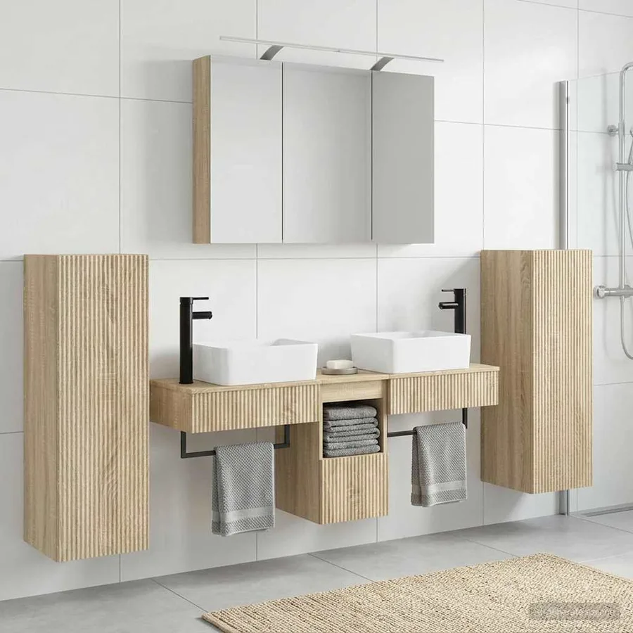 Ensemble de mobilier de salle de bain 6 pcs Chêne Sonoma - 4